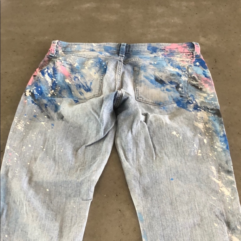 Unique Hand painted guess boyfriend jeans size 27 - Picture 2 of 10